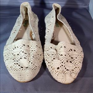 Cream knit flats